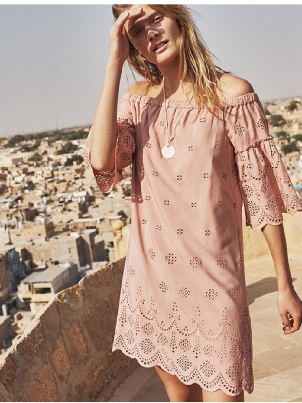 Madewell Rose Pink Eyelet Dress